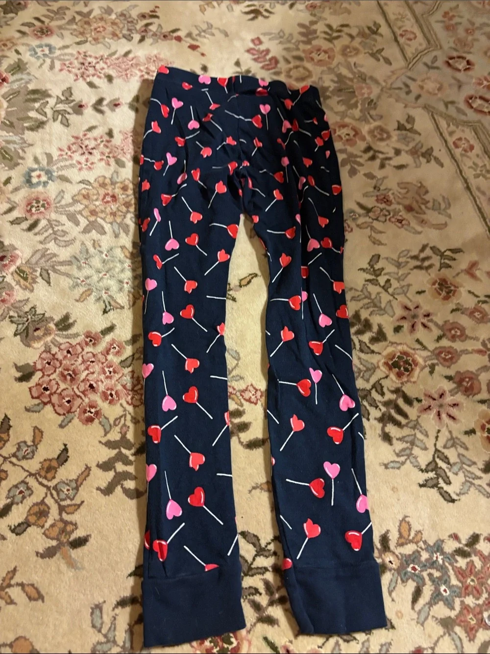 Old Navy Navy Pajama Set with Red and Pink Heart Lollipops